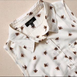 Rachel Roy Sheer Bumblebee Button Up Tank